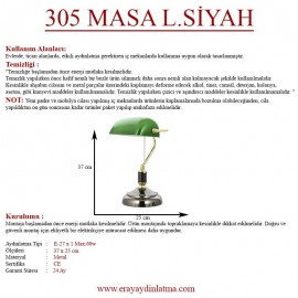 Banker Masa Lambası PVC Başlıklı Yeşil - Siyah