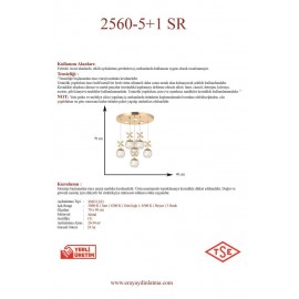 Eray Aydınlatma 2560-5+1 6 Li Sarı Led Avize