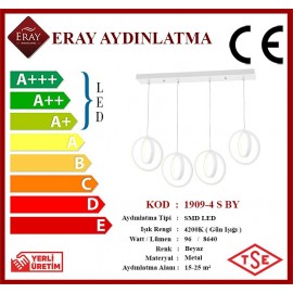 Eray Aydınlatma 1909-4 Beyaz 4 lü Sıralı Led Avize