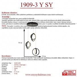 Eray Aydınlatma 1909-3 Siyah 3 lü Led Avize