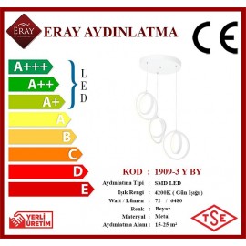 Eray Aydınlatma 1909-3 Beyaz 3 lü Led Avize