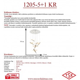 Eray Aydınlatma 1205-5+1 6 Li Krom Led Avize