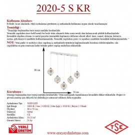 Eray Aydınlatma 2020-5 Krom Powerled Sıralı 5 li Avize
