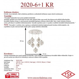 Eray Aydınlatma 2020-6+1 7li Krom Sarkıt Led Avize