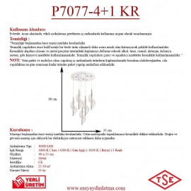 Eray Aydınlatma P7077-4+1 5li Krom Sarkıt Led Avize