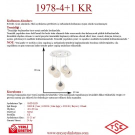 Eray Aydınlatma 1978-4+1 5li Krom Sarkıt Led Avize