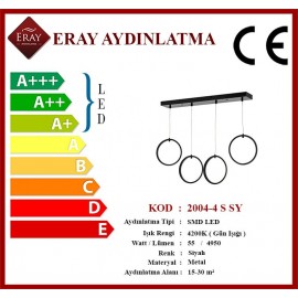 Eray Aydınlatma 2004-4 S Siyah Sıralı Led Avize