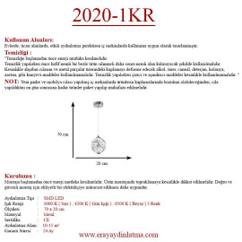 Eray Aydınlatma 2020-01 KR Tekli Sarkıt Ledli Avize