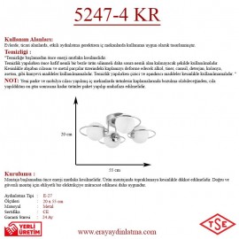 Eray Aydınlatma 4 lü Opal Camlı Krom Avize