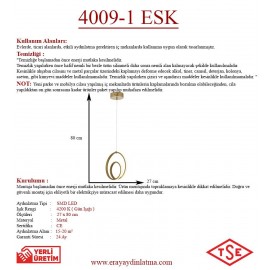 Eray Aydınlatma 4009-1 Eskitme Tekli Led Avize
