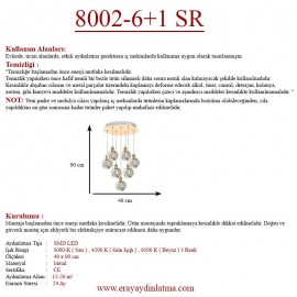 Eray Aydınlatma 8002-6+1 7li Sarkıt Gold Led Avize