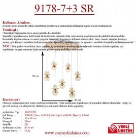Eray Aydınlatma 9178-7+3R Sarı Powerled 7 li Avize