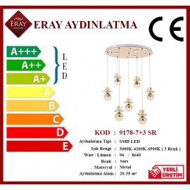 Eray Aydınlatma 9178-7+3R Sarı Powerled 7 li Avize