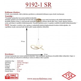 Eray Aydınlatma 9192-1 Sarı Tekli Led Avize