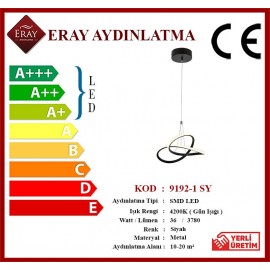 Eray Aydınlatma 9192-1 Siyah Tekli Led Avize