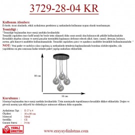 Eray Aydınlatma ERY 3729-28-04 4 lü Krom Sarkıt Avize