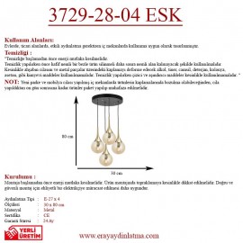 Eray Aydınlatma ERY 3729-28-04 4 lü Eskitme Sarkıt Avize