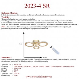 Eray Aydınlatma 2023-4 Sarı Dimmer Kumandalı Led Avize