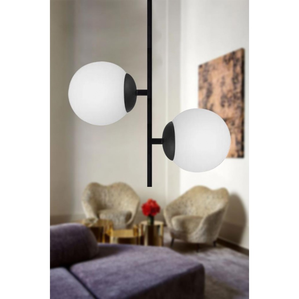 Eray Aydınlatma Opal Camlı 2li Siyah Avize