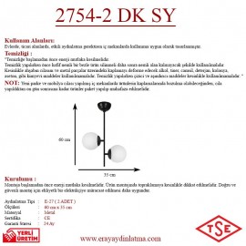 Eray Aydınlatma Opal Camlı 2li Siyah Avize