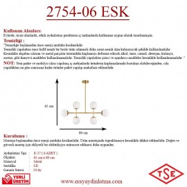 Eray Aydınlatma Opal Camlı 6lı Eskitme Avize