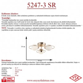 Eray Aydınlatma 3 lü Opal Camlı Rose Gold Avize