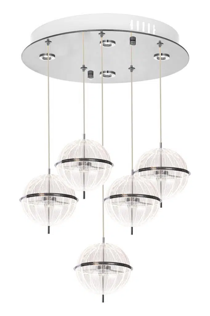 Eray Aydınlatma 8265-4+1 5li Krom Sarkıt Led Avize