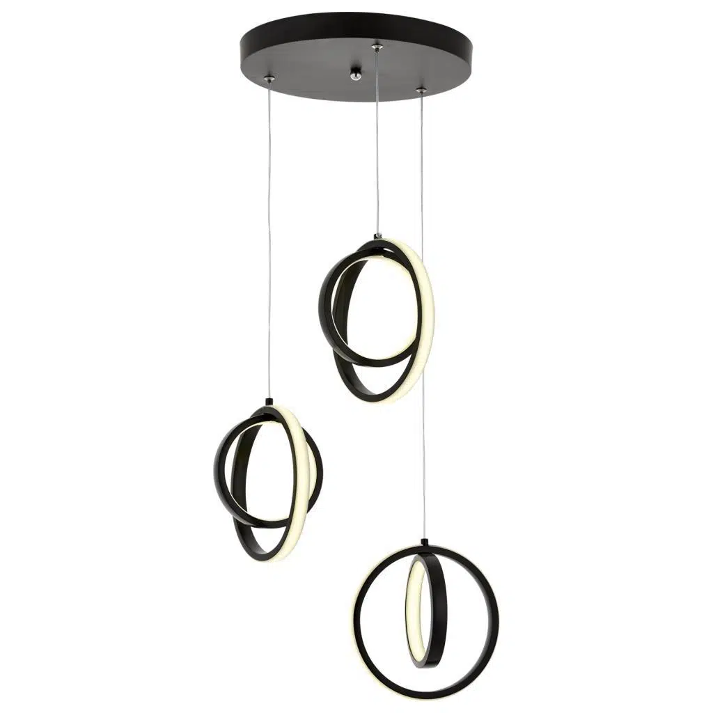 Eray Aydınlatma 1909-3 Siyah 3 lü Led Avize
