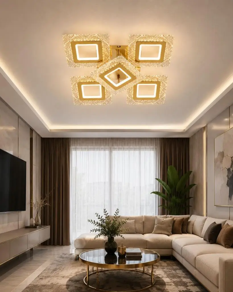 Eray Aydınlatma A016-4+1 Sarı Dimmer Kumandalı Led Avize