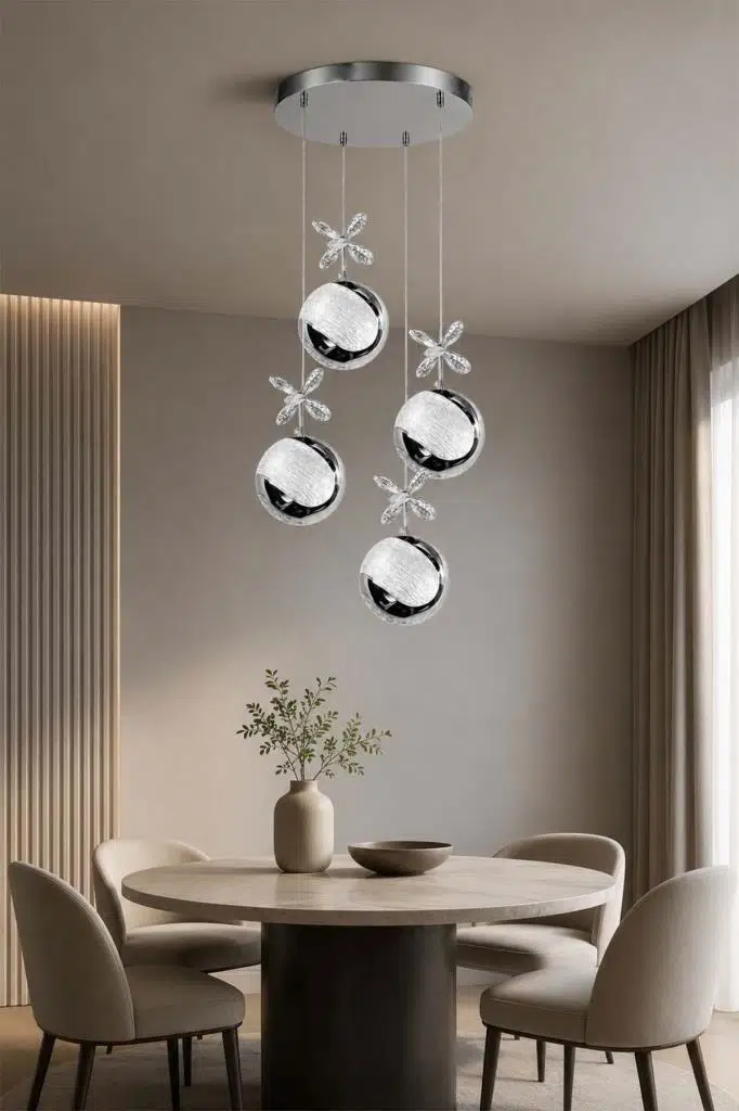 Eray Aydınlatma 6025-3+1 4lü Krom Sarkıt Led Avize