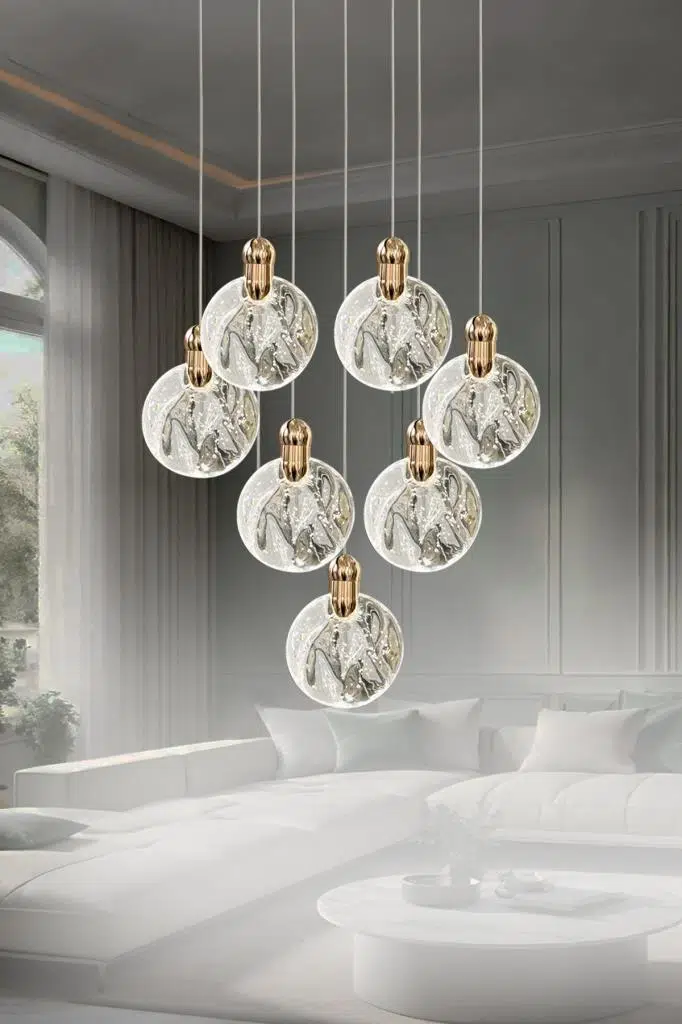 Eray Aydınlatma 8002-6+1 7li Sarkıt Gold Led Avize