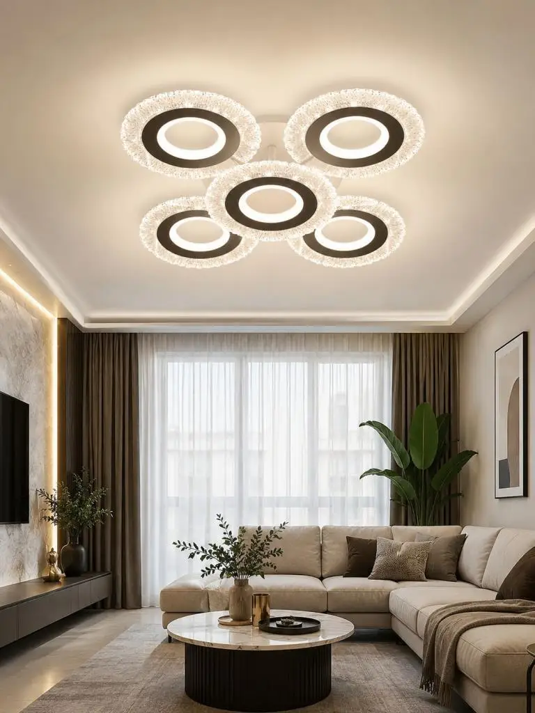Eray Aydınlatma A017-4+1 Beyaz Dimmer Kumandalı Led Avize