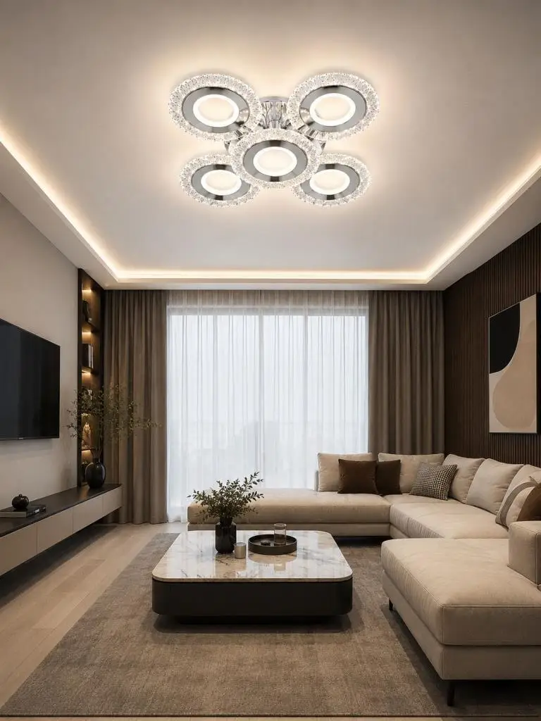 Eray Aydınlatma A017-4+1 Krom Dimmer Kumandalı Led Avize